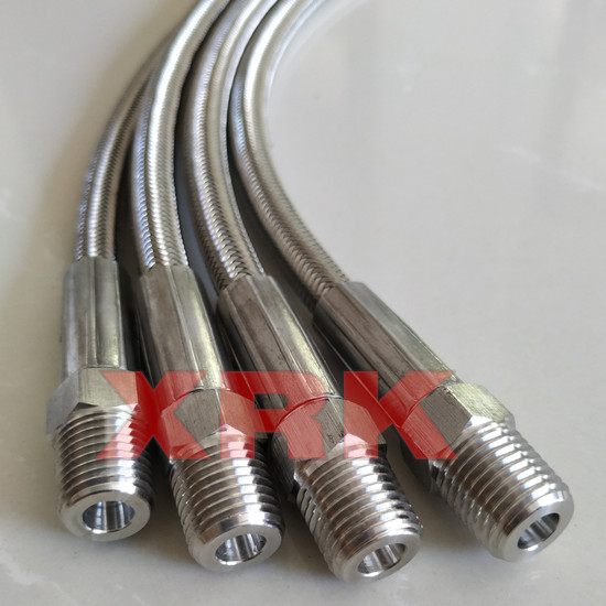 Male thread stainless braided teflon tube